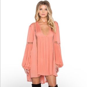 Free People Just The Two Of Us Creamsicle Peach Orange V Neck Long Sleeve Tunic
